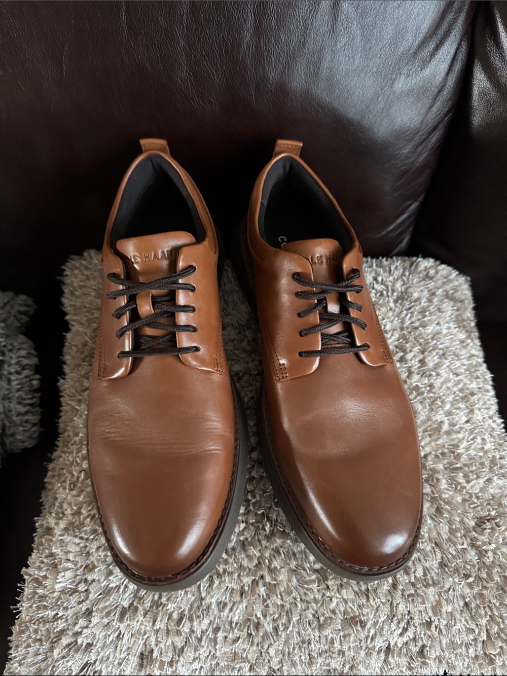 Cole Haan Tan Leather Lace-Up Oxfords